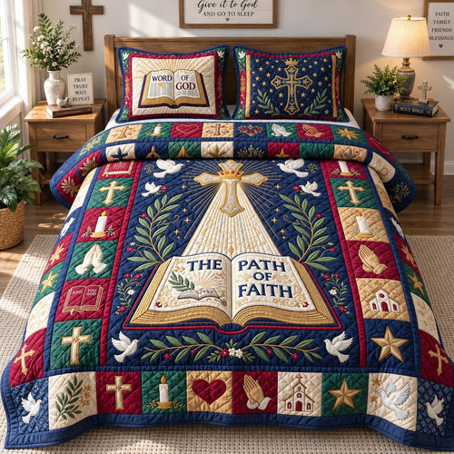 The Path Of Faith 3-Piece Quilted Bedding Set GFTOHNL3736