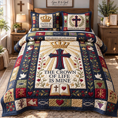 Crown Of Life Faith 3-Piece Quilted Bedding Set GFTOHNL3739