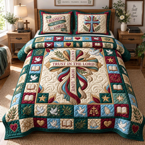 Trust In The Lord 3-Piece Quilted Bedding Set GFTOHNL3740