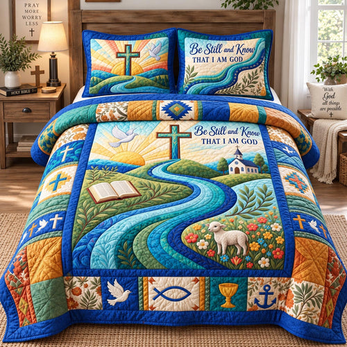 Be Still And Know 3-Piece Quilted Bedding Set GFTOHNL3741