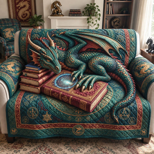 Ancient Dragon Grimoire Quilted Sofa Cover GFTOHNL3744