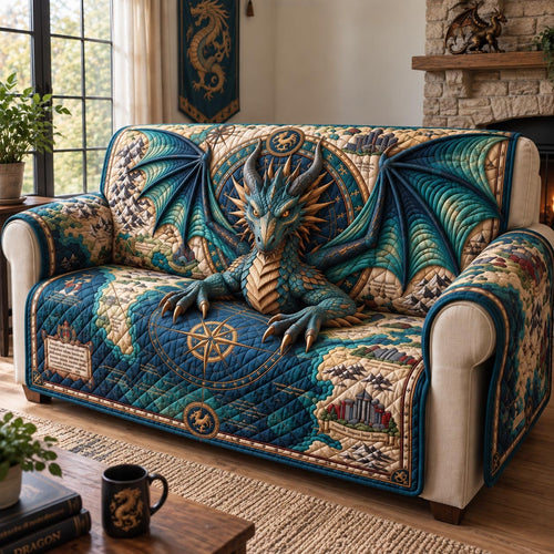 Dragon Map Explorer Quilted Sofa Cover GFTOHNL3748