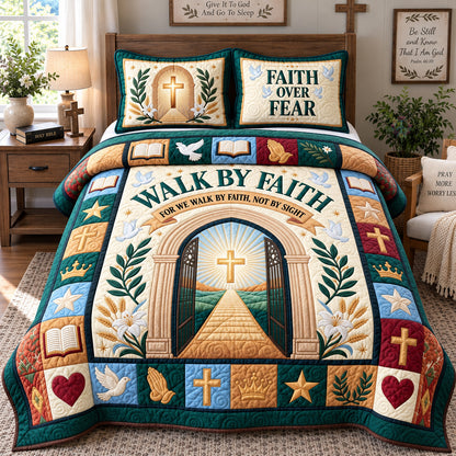 Walk By Faith 3-Piece Quilted Bedding Set GFTOHNL3783