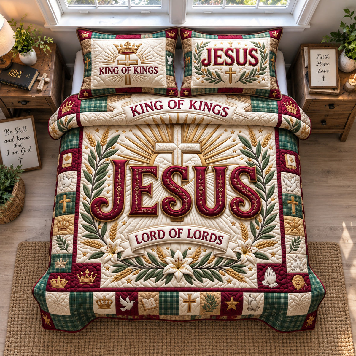 King Of Kings 3-Piece Quilted Bedding Set GFTOHNL3784