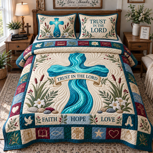 Trust In The Lord 3-Piece Quilted Bedding Set GFTOHNL3785
