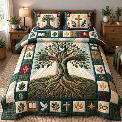 Tree Of Faith 3-Piece Quilted Bedding Set GFTOHNL3786