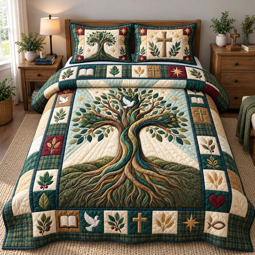 Tree Of Faith 3-Piece Quilted Bedding Set GFTOHNL3786
