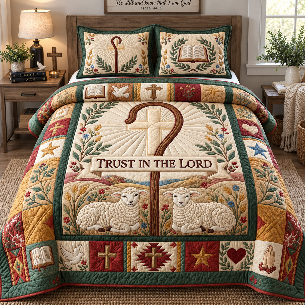Faithful Shepherd 3-Piece Quilted Bedding Set GFTOHNL3787