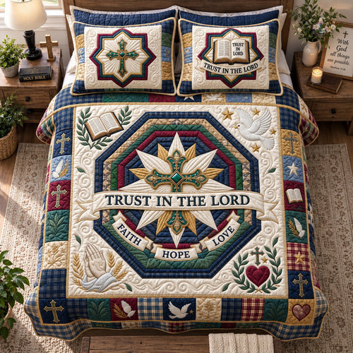 Christian Faith Star 3-Piece Quilted Bedding Set GFTOHNL3789