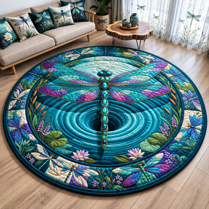 Dragonfly Water Garden Quilted Round Mat GFTOHNL3790