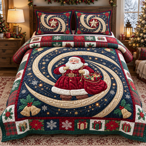 Santa Starry Night 3-Piece Quilted Bedding Set GFTOHNL3832