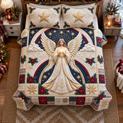 Christmas Angel 3-Piece Quilted Bedding Set GFTOHNL3835