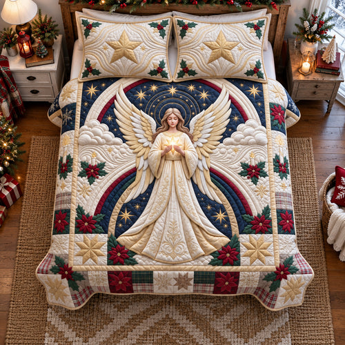 Christmas Angel 3-Piece Quilted Bedding Set GFTOHNL3835