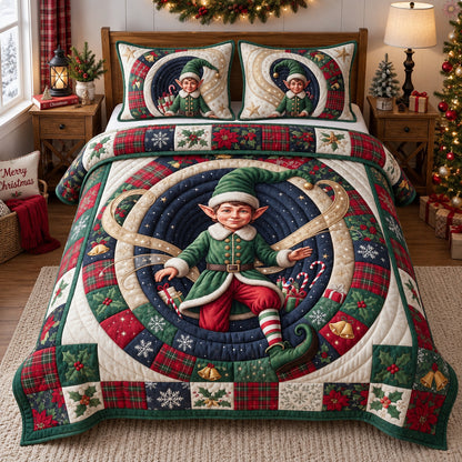 Christmas Elf 3-Piece Quilted Bedding Set GFTOHNL3838