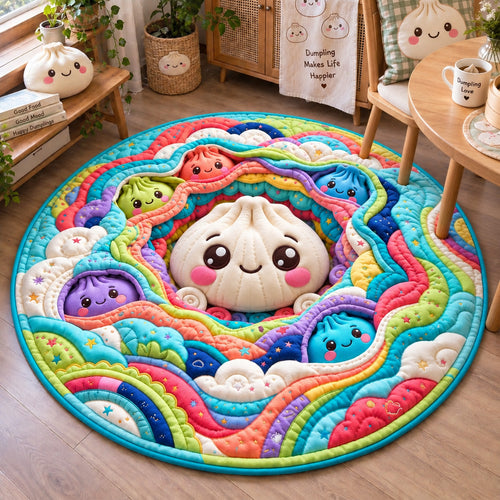 Rainbow Dumpling World Quilted Round Mat GFTOHNL3842