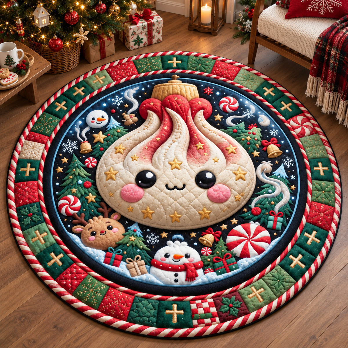 Christmas Dumpling Quilted Round Mat GFTOHNL3844