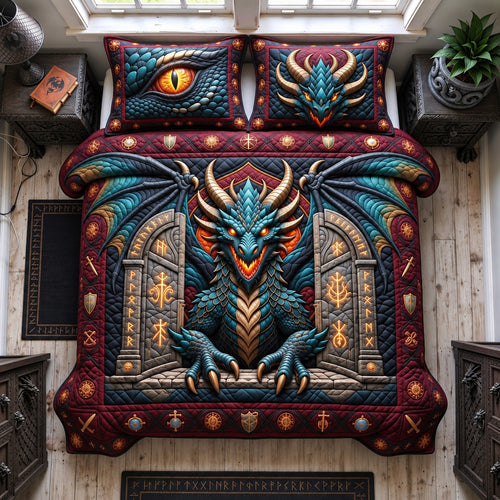 Rune Gate Dragon 3-Piece Quilted Bedding Set GFTOHNL3867