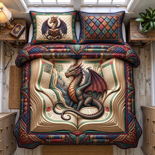 Dragon Storybook 3-Piece Quilted Bedding Set GFTOHNL3870
