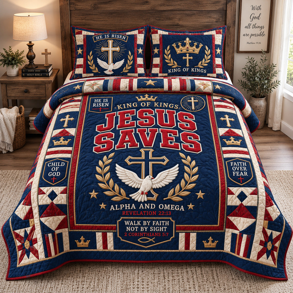 King Of Kings 3-Piece Quilted Bedding Set GFTOHNL3877