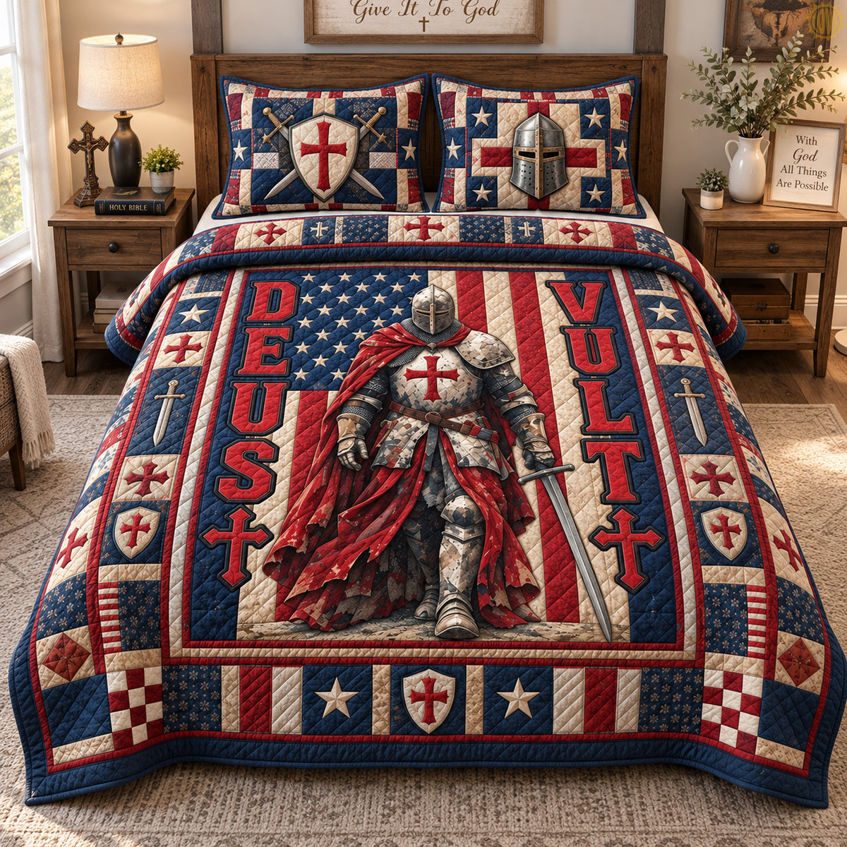 Christian Knight Faith 3-Piece Quilted Bedding Set GFTOHNL3878