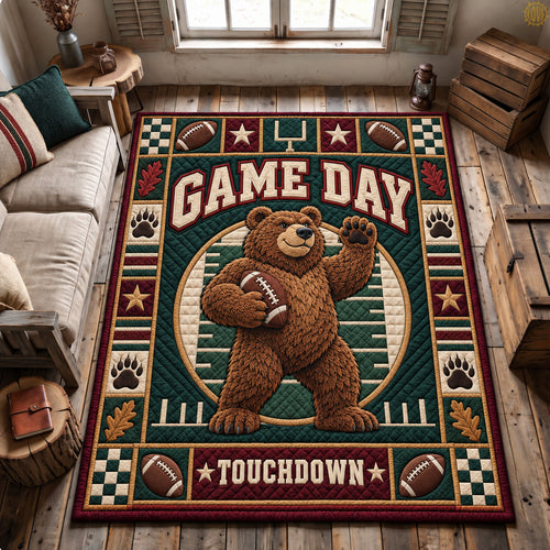 Football Bear Touchdown Area Rug GFTOHNL3885