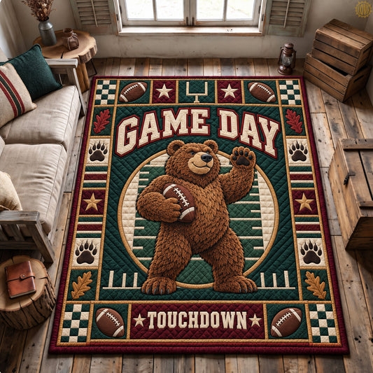Football Bear Touchdown Area Rug GFTOHNL3885