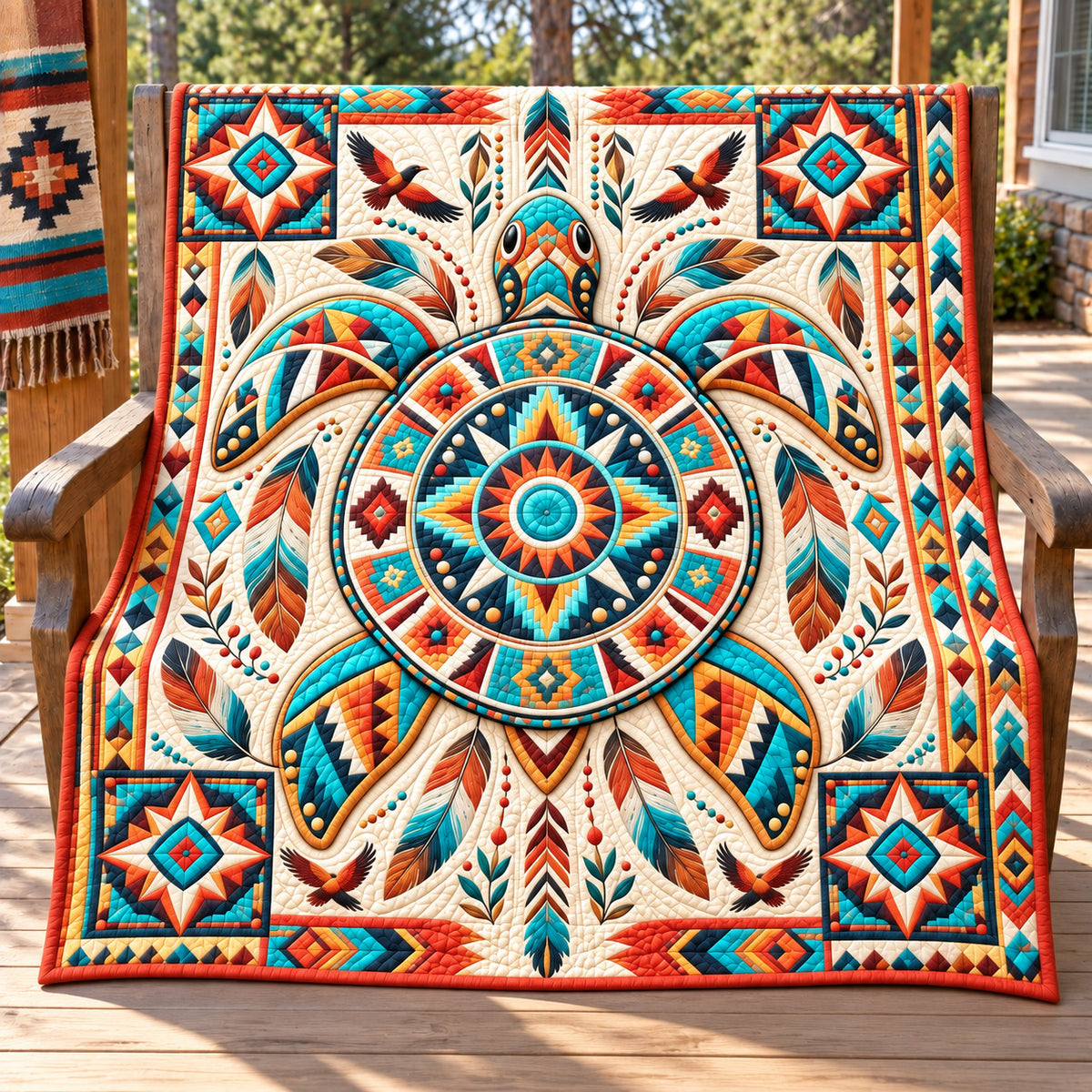 Turtle Spirit Circle Quilted Blanket GFTOHNL3887