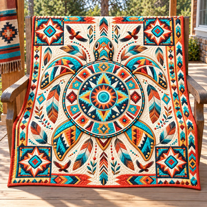 Turtle Spirit Circle Quilted Blanket GFTOHNL3887
