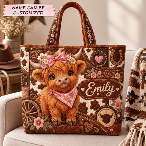 Western Cowgirl Cow Quilted Tote Bag QTCUZ GFTOHNL3894