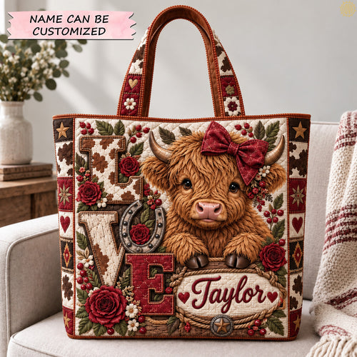 Western Love Cow Quilted Tote Bag QTCUZ GFTOHNL3899
