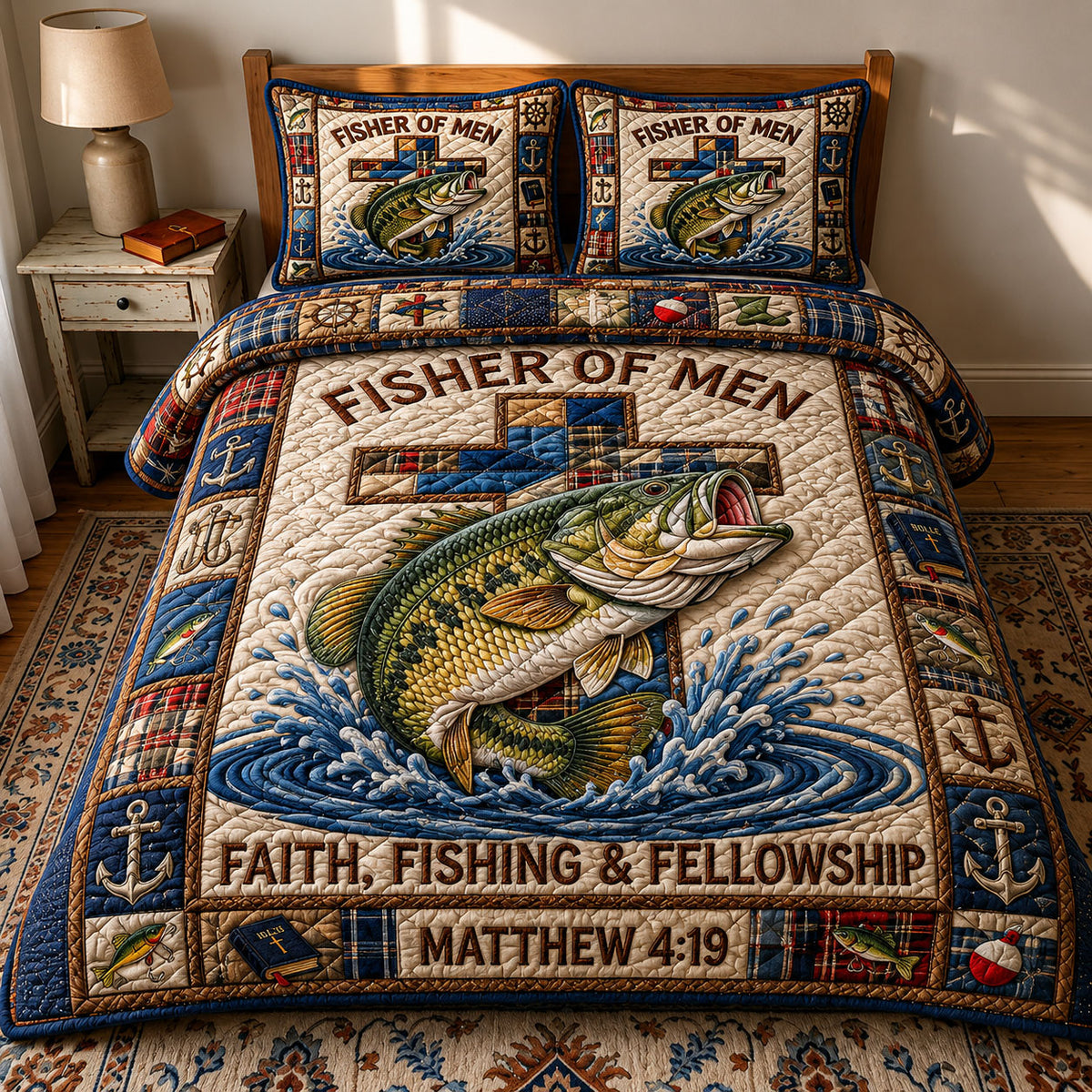 Fisher Of Men 3-Piece Quilted Bedding Set GFTOHNL391