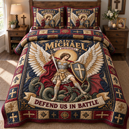 Saint Michael Defender 3-Piece Quilted Bedding Set GFTOHNL3920