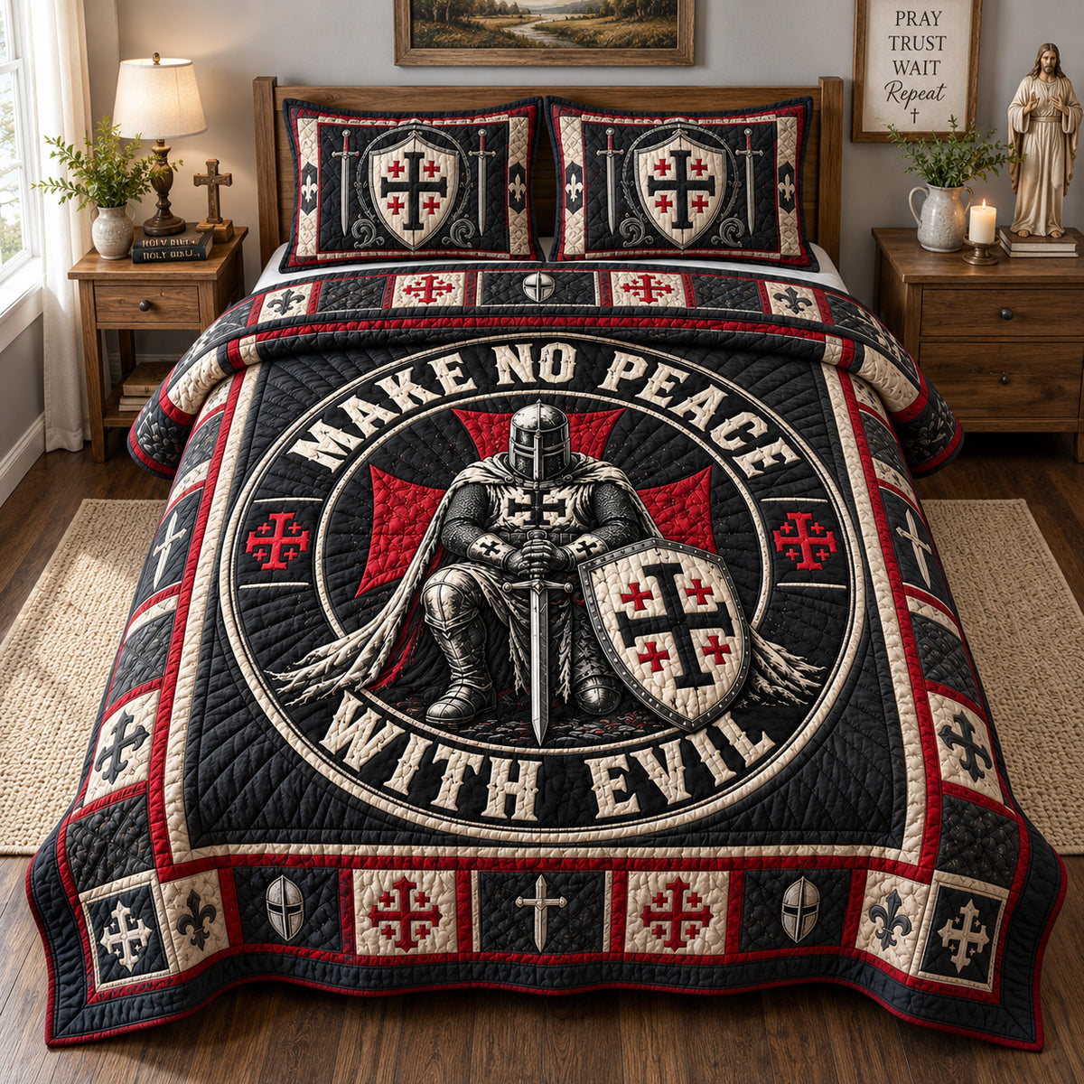 Make No Peace With Evil 3-Piece Quilted Bedding Set GFTOHNL3924