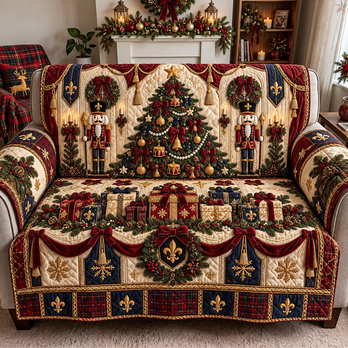 Nutcracker Christmas Magic Quilted Sofa Cover GFTOHNL3939