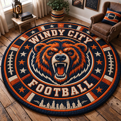 Windy City Football Bear Quilted Round Mat GFTOHNL3940