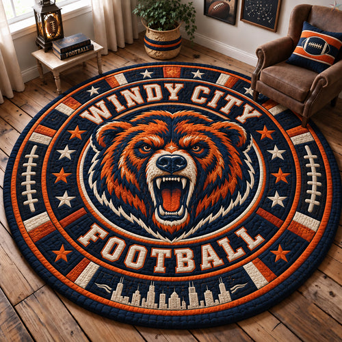 Windy City Football Bear Quilted Round Mat GFTOHNL3940