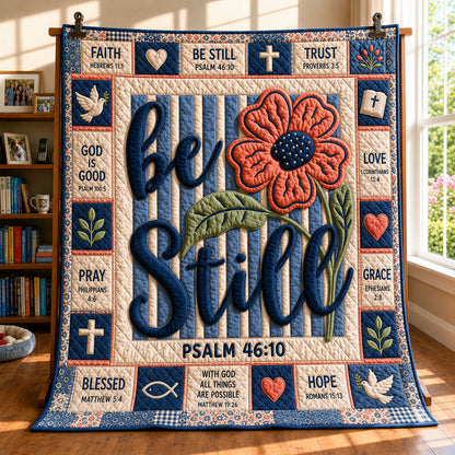 Blue Blossom Faith Quilted Blanket GFTOHNL395