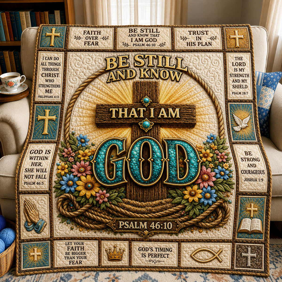 Be Still God Quilted Blanket GFTOHNL396