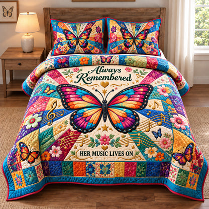Always Remembered Butterfly 3-Piece Quilted Bedding Set GFTOHNL3981