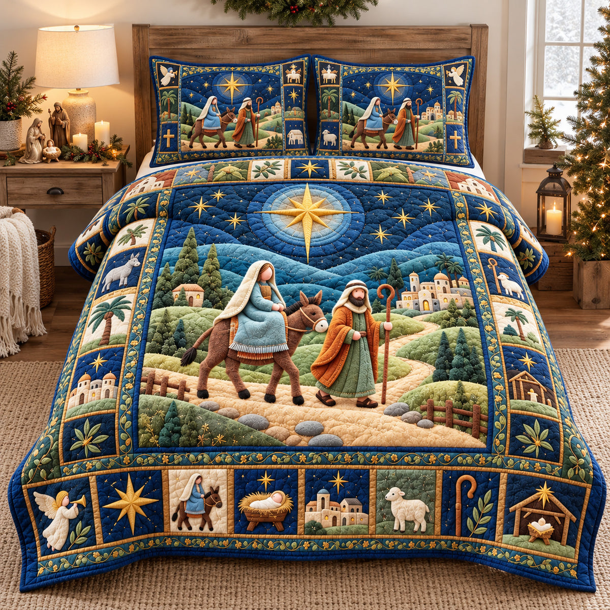 Journey To Bethlehem 3-Piece Quilted Bedding Set GFTOHNL3989