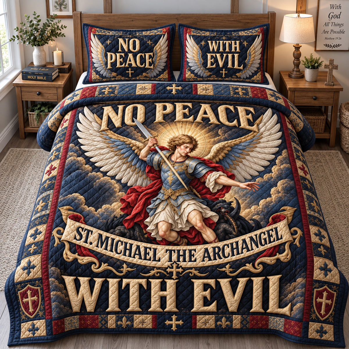 No Peace With Evil 3-Piece Quilted Bedding Set GFTOHNL3994