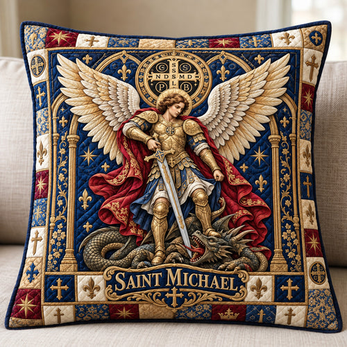 Saint Michael Dragon Slayer Quilted Pillow Case GFTOHNL3996 C2
