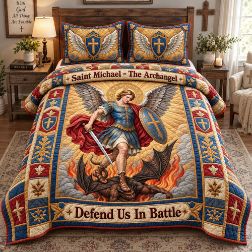 Defend Us In Battle 3-Piece Quilted Bedding Set GFTOHNL3998