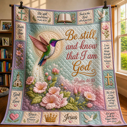 Pastel Hummingbird Faith Quilted Blanket GFTOHNL401