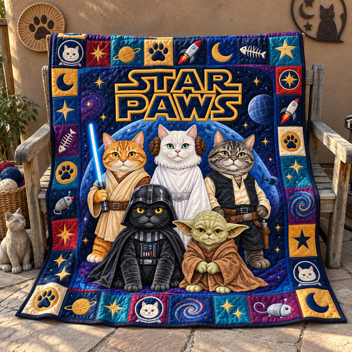 Star Paws Cats Quilted Blanket GFTOHNL4019