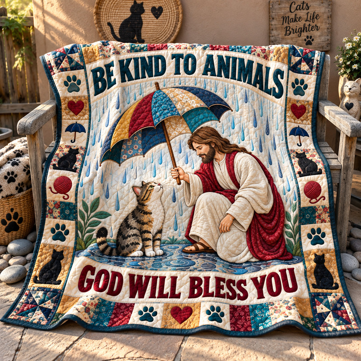 Be Kind To Animals Quilted Blanket GFTOHNL4020