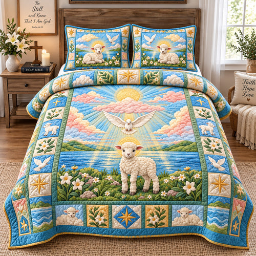 Lamb Of God 3-Piece Quilted Bedding Set GFTOHNL4031