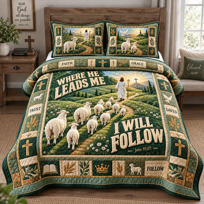 Where He Leads Me 3-Piece Quilted Bedding Set GFTOHNL4032