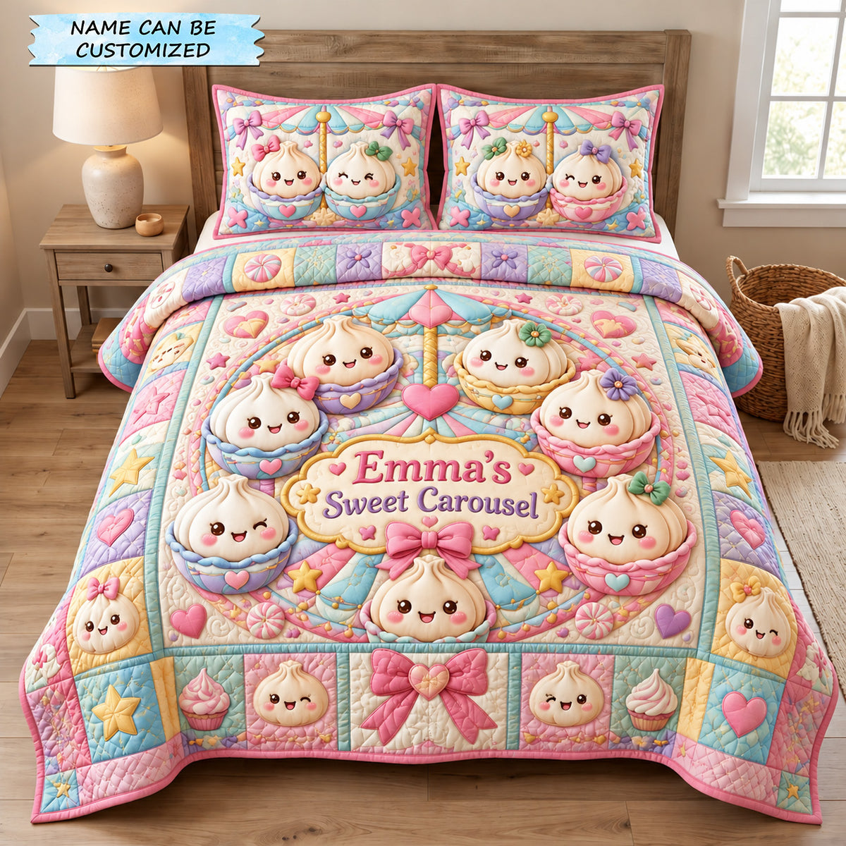 Sweet Dumpling Carousel 3-Piece Quilted Bedding Set QTCUZ GFTOHNL4033