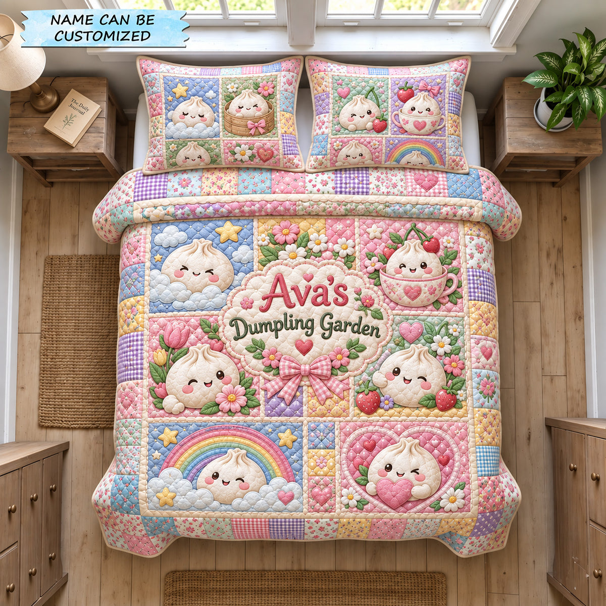 Dumpling Garden 3-Piece Quilted Bedding Set QTCUZ GFTOHNL4035